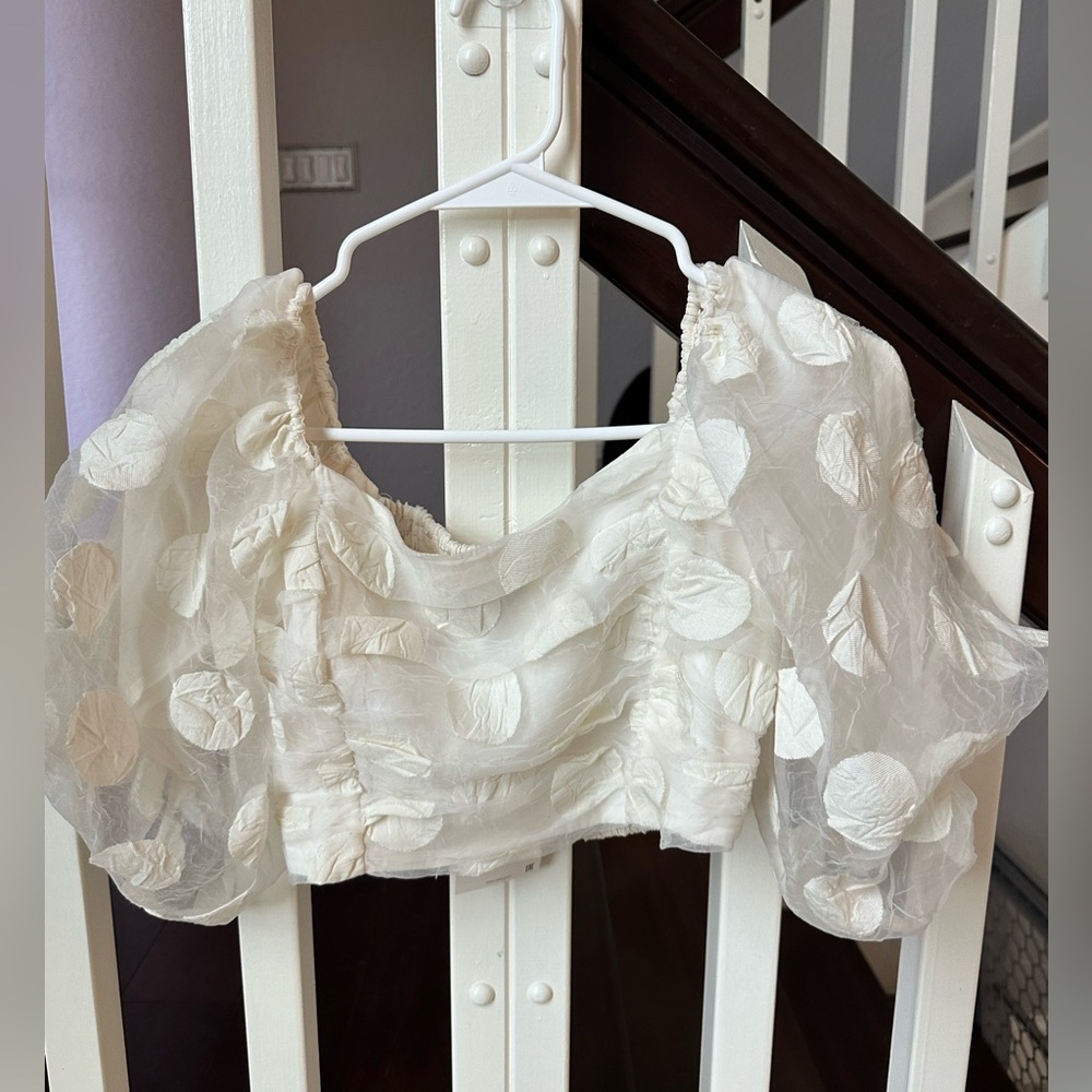 Zara White Textured Top